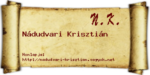 Nádudvari Krisztián névjegykártya